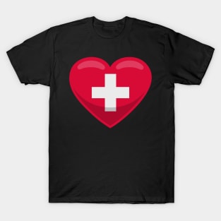 Switzerland Flag Heart T-Shirt